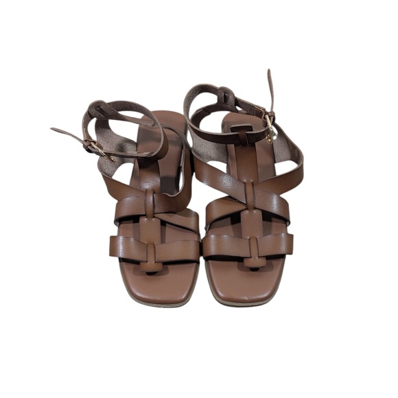 Old Navy Brown Strappy Open Toe Sandals w/Gold Buckle Size 10 - Picture 2 of 5